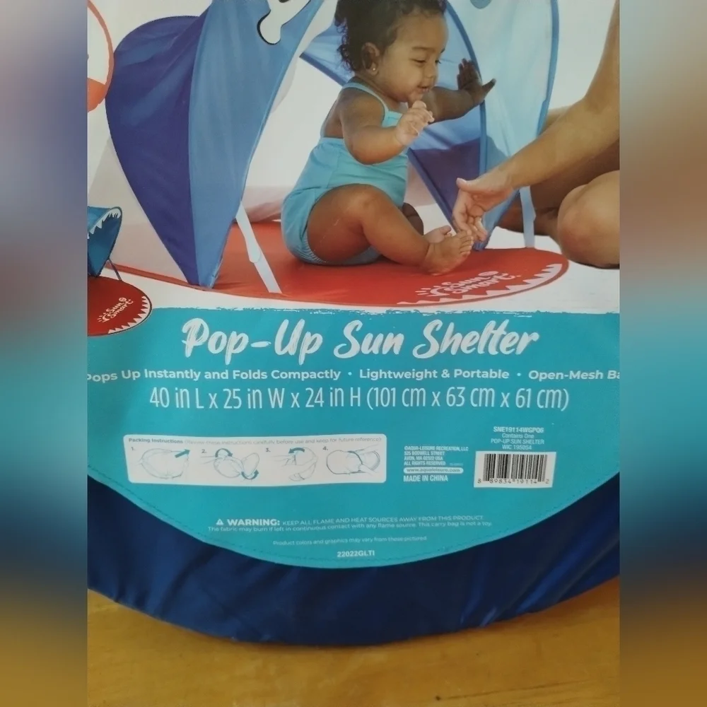 New Sun smart on the go baby beach shark canopy pop up sun shelter
